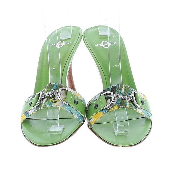 Vintage Y2K Joey O Mules Heeled Sandals Green Buckle 2000s Size 6.5 - Picture 9 of 10